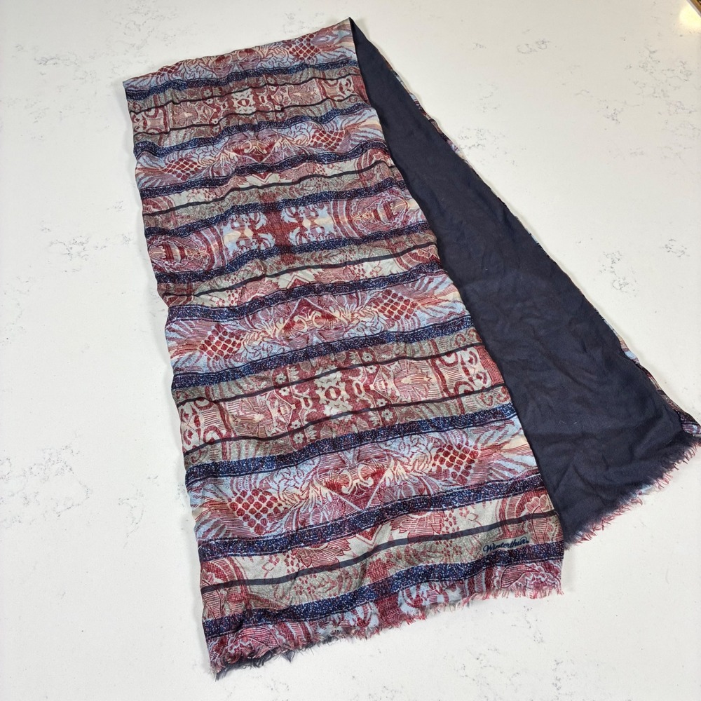 Winterthur Scarf Silk Wool Damask Stripe Fringe Japan Luxury Formal Preppy
